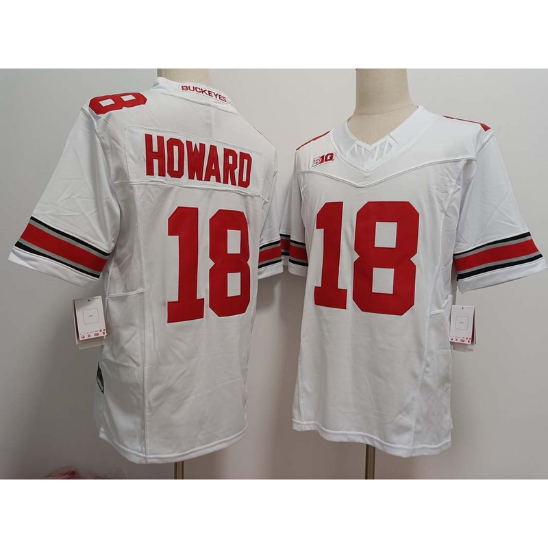 O.State Buckeyes #18 Will Howard White FUSE Stitched American College Jerseys
