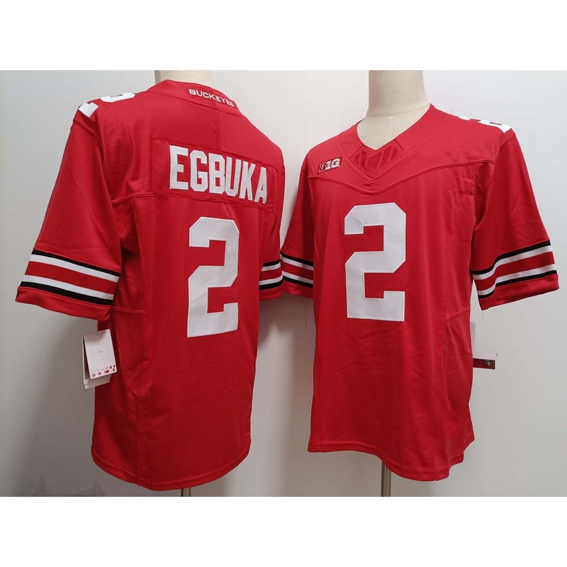O.State Buckeyes #2 Emeka Egbuka Red FUSE Football Stitched American College Jerseys