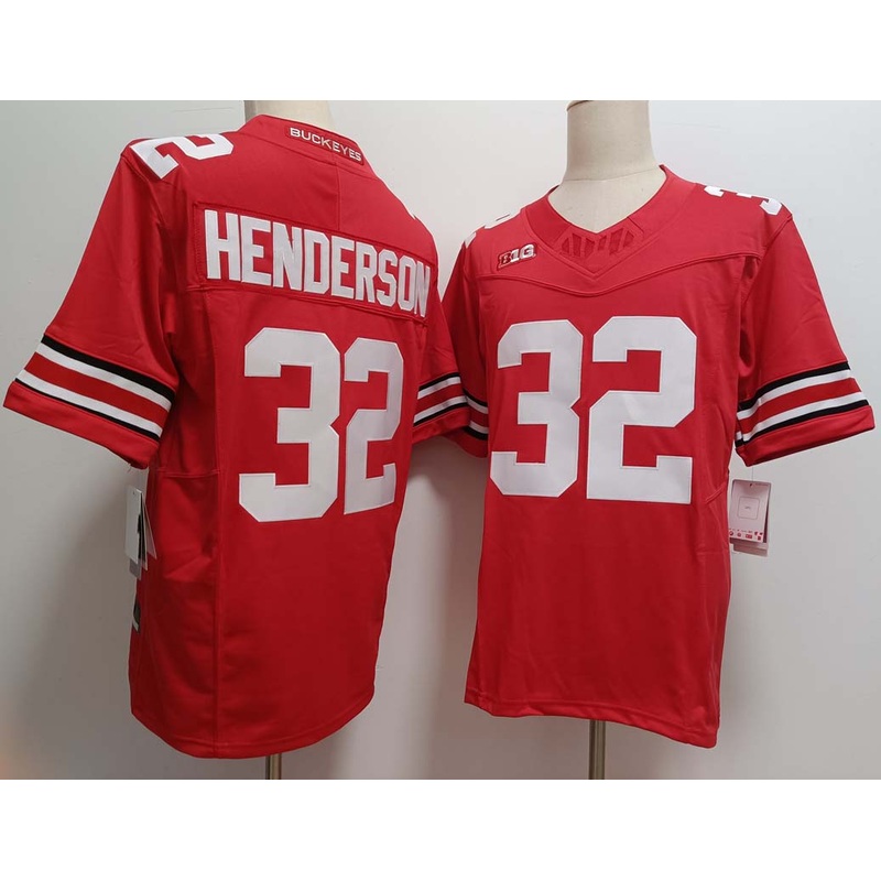 O.State Buckeyes #32 TreVeyon Henderson Red FUSE Stitched American College Jerseys