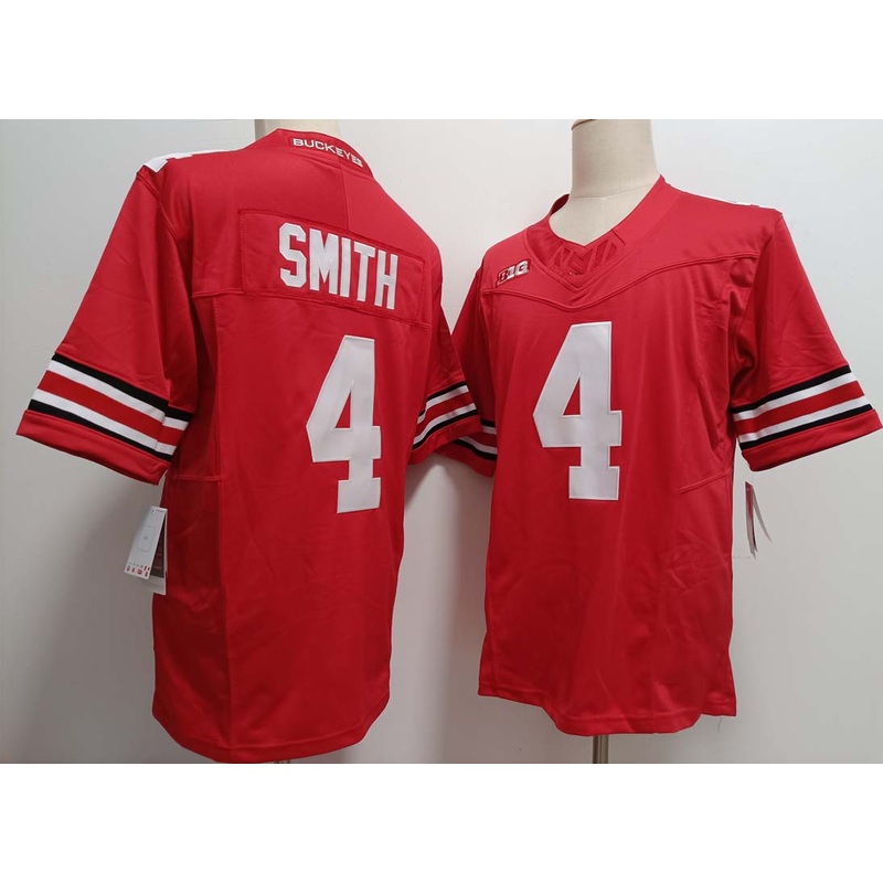 O.State Buckeyes #4 Jeremiah Smith Red FUSE Football Stitched American College Jerseys