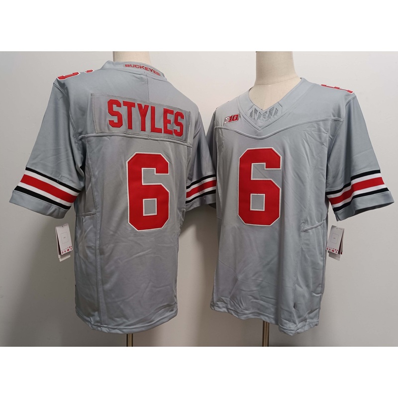 O.State Buckeyes #6 Sonny Styles Grey FUSE Stitched American College Jerseys