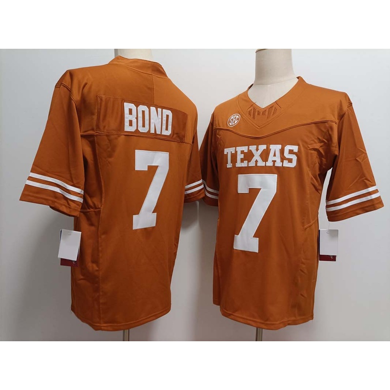 T.Longhorns #7 Isaiah Bond Yellow FUSE Stitched American College Jerseys