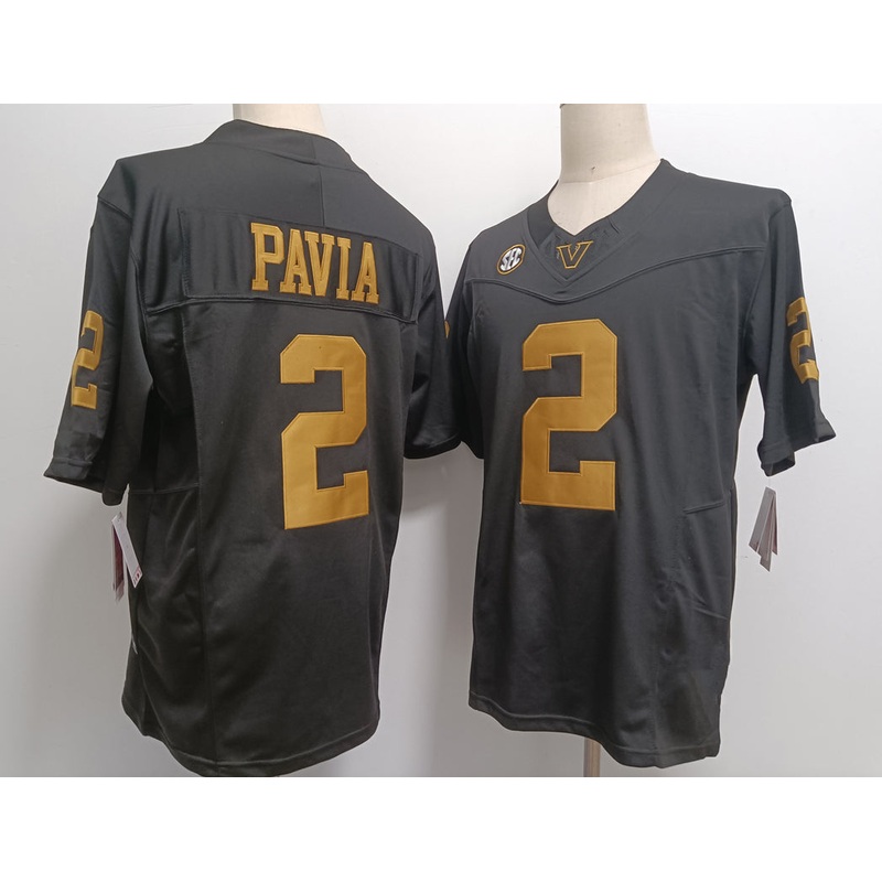 V.Commodores #2 Diego Pavia Black Gold FUSE Football Stitched American College Jerseys