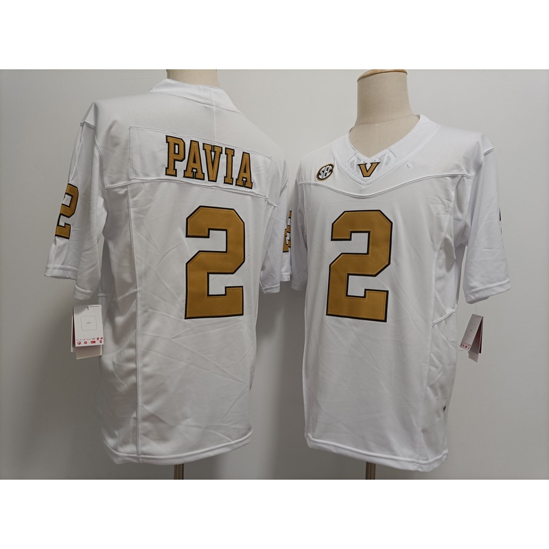 V.Commodores #2 Diego Pavia White Gold FUSE Football Stitched American College Jerseys