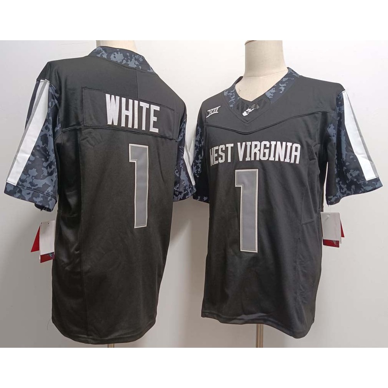 W.Virginia Mountaineers #1 Jahiem White Black FUSE American College Jerseys