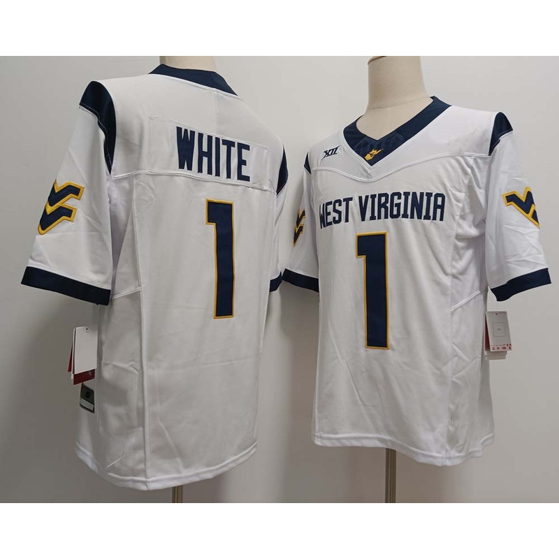 W.Virginia Mountaineers #1 Jahiem White White FUSE American College Jerseys