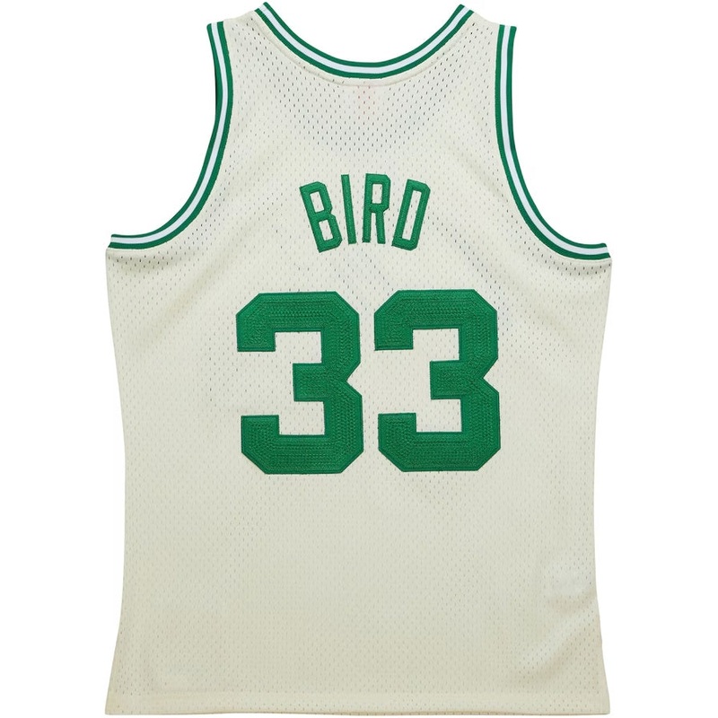 B.Celtics #33 Larry Bird Mitchell & Ness Chainstitch Swingman Jersey – Cream Stitched American Basketball Jersey