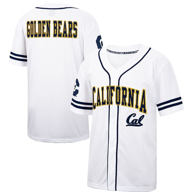 C.Bears Colosseum Free Spirited Mesh Button-Up Baseball Jersey – White American College Jerseys