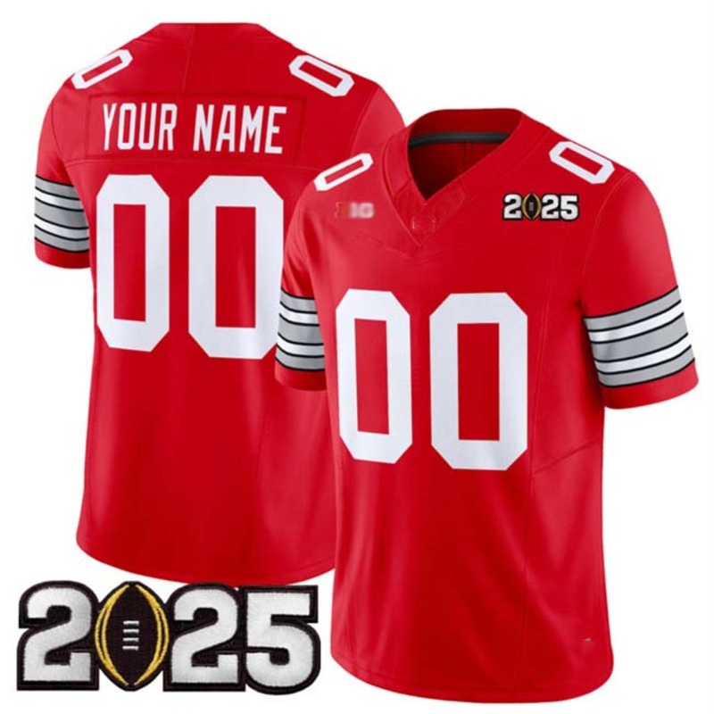 Custom O.State Buckeyes Active Player Red 2025 CFP Final Patch F.U.S.E. Vapor Limited Stitched Football American College Jerseys