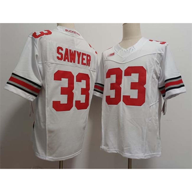 O.State Buckeyes #33 Jack Sawyer White 2025 F.U.S.E. Limited Stitched Football American College Jerseys