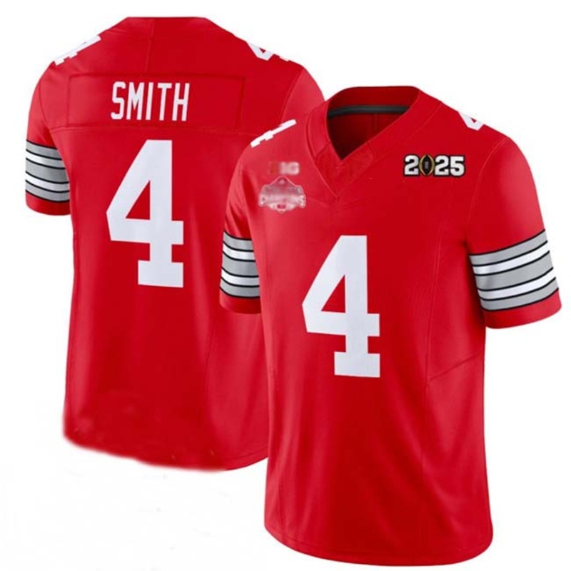 O.State Buckeyes #4 Jeremiah Smith Red 2025 CFP Final With National Champions Patch F.U.S.E. Vapor Limited Stitched Football American College Jerseys
