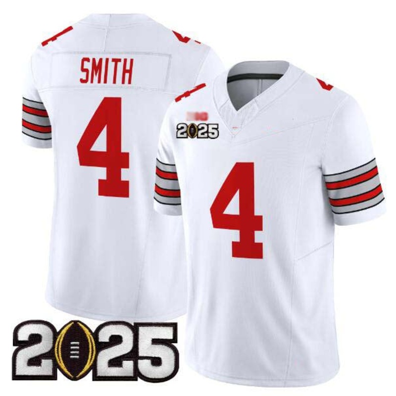 O.State Buckeyes #4 Jeremiah Smith White 2025 CFP Final Patch F.U.S.E. Vapor Limited Stitched Football American College Jerseys