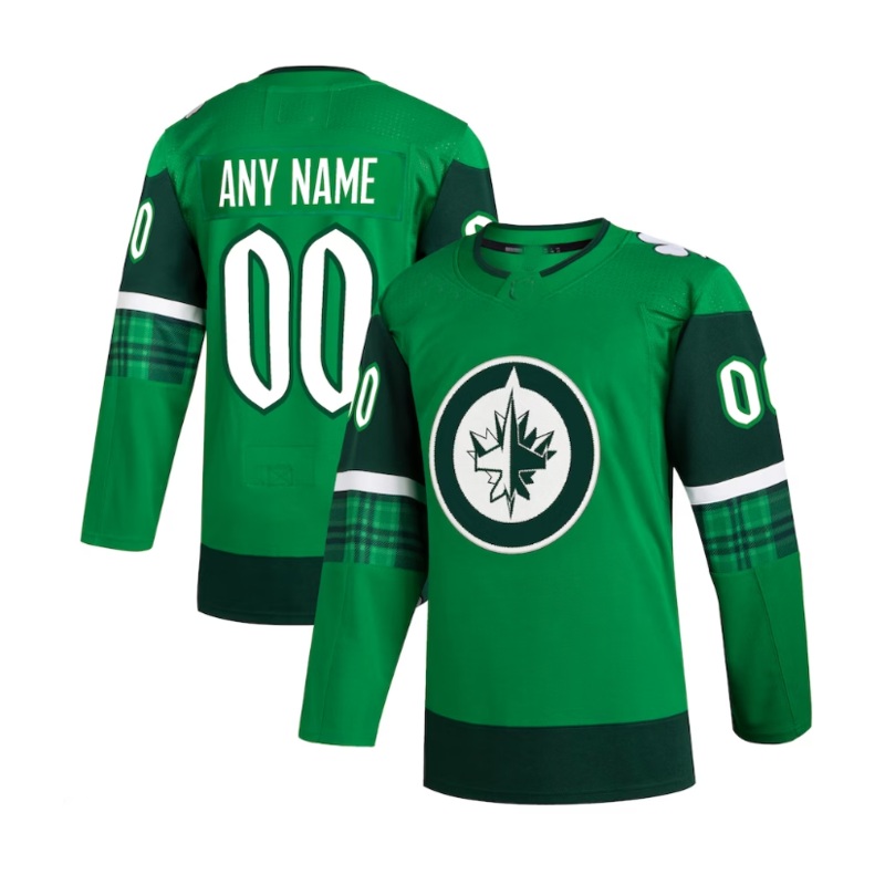 Custom W.Jets 2023 St. Patrick’s Day Primegreen Authentic Jersey – Kelly Green Stitched American Hockey Jerseys