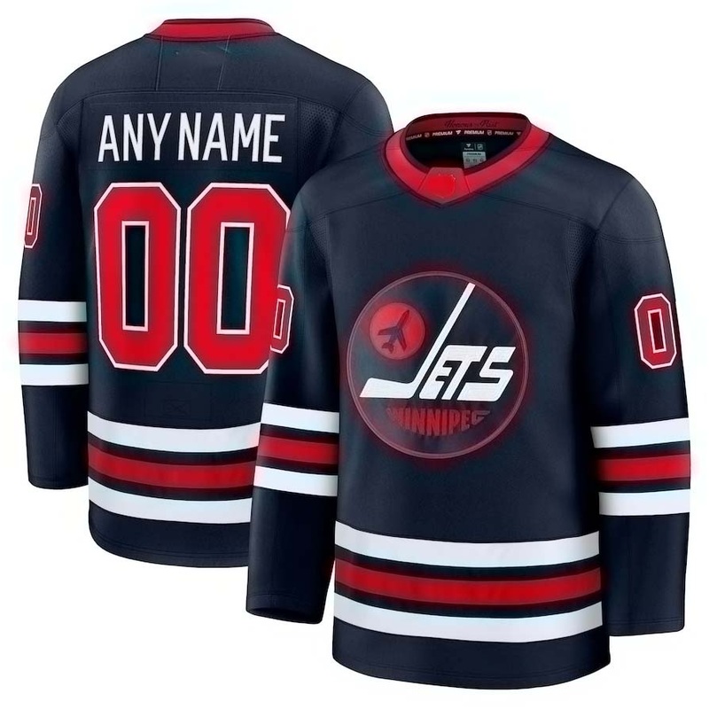 Custom W.Jets Fanatics Alternate Premium Jersey – Navy Stitched American Hockey Jerseys