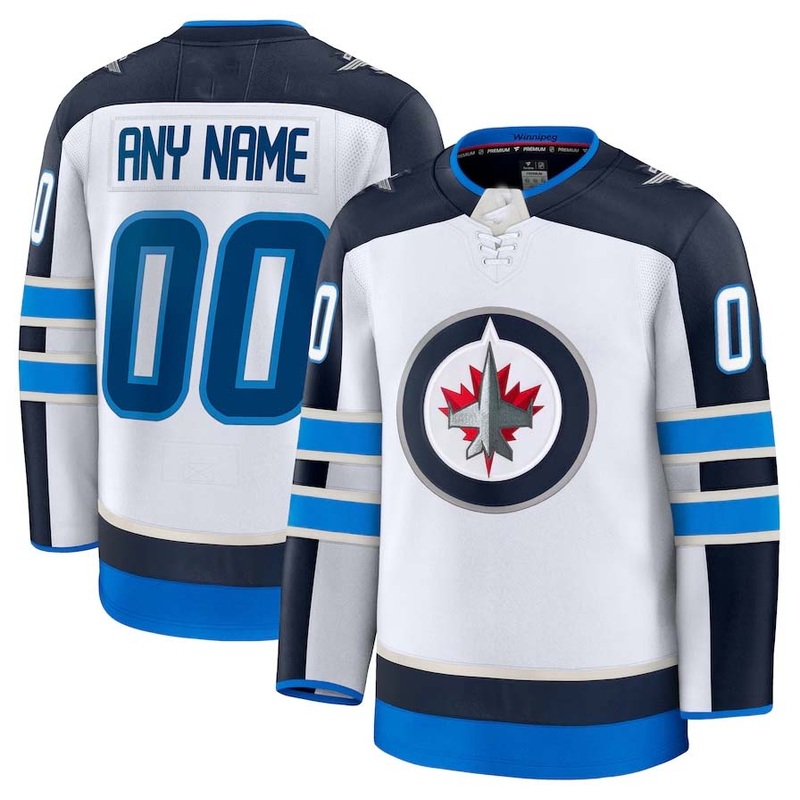 Custom W.Jets Fanatics Away Premium Jersey – White Stitched American Hockey Jerseys