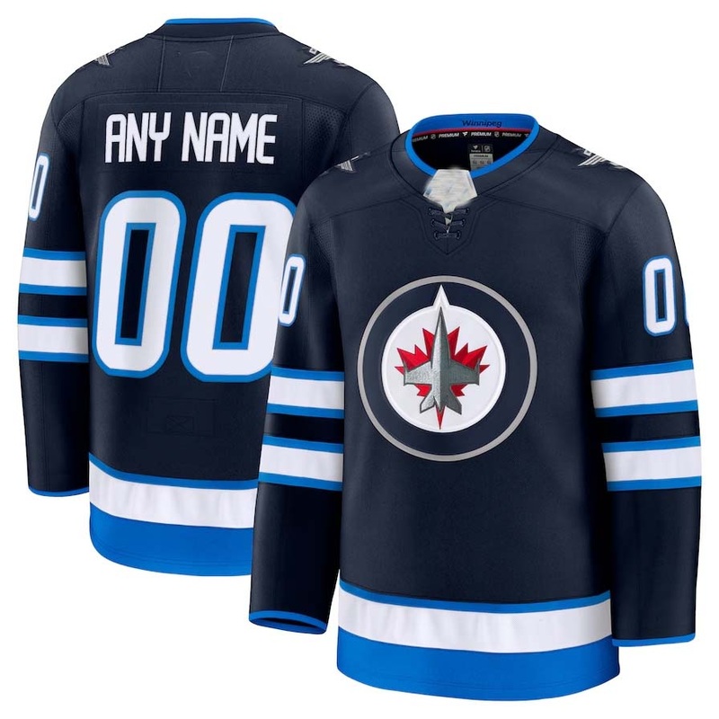 Custom W.Jets Fanatics Home Premium Jersey – Navy Stitched American Hockey Jerseys