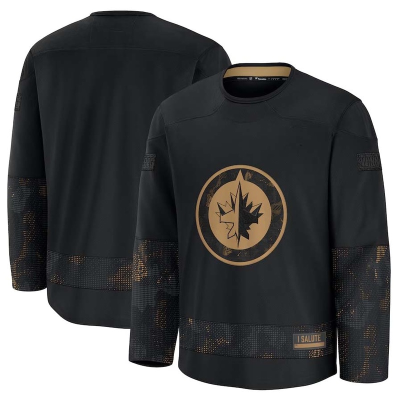 W.Jets Fanatics 2024 Military Appreciation Practice Jersey – Black Stitched American Hockey Jerseys