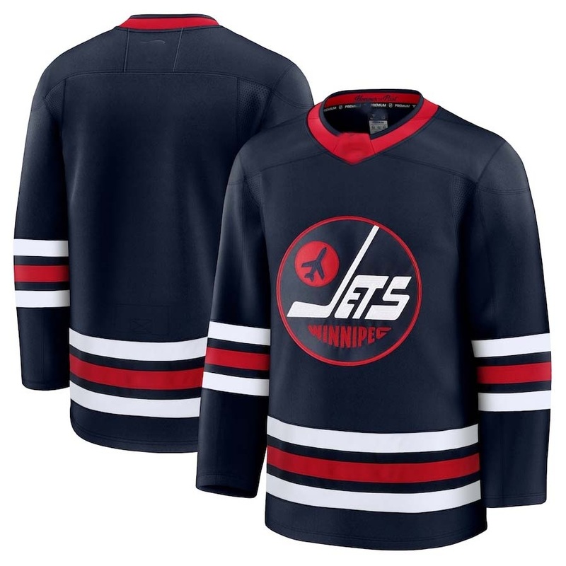 W.Jets Fanatics Alternate Premium Jersey – Navy Stitched American Hockey Jerseys