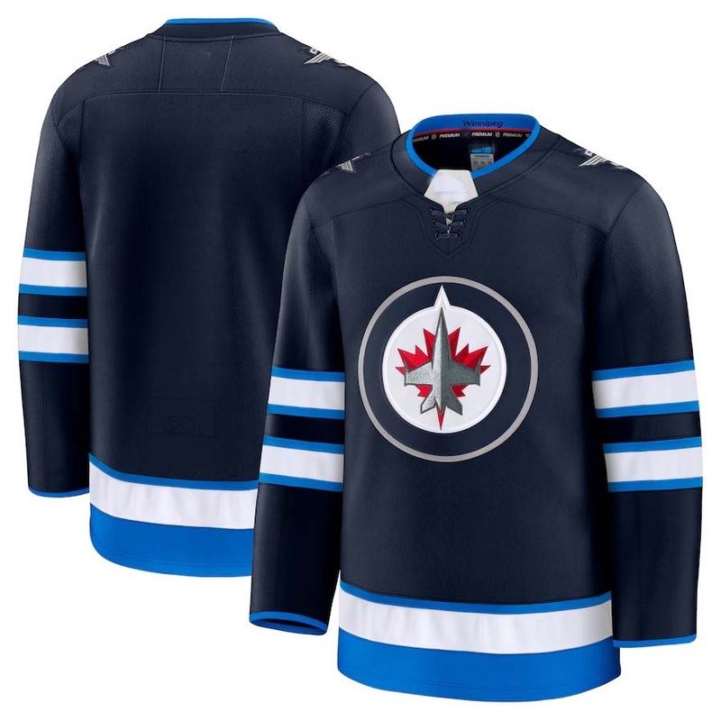 W.Jets Fanatics Home Premium Jersey – Navy Stitched American Hockey Jerseys