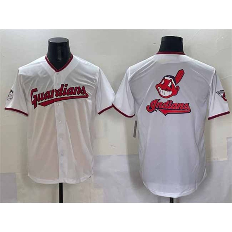 Cleveland Guardians Team Big Logo White Home Limited Stitched Baseball Jersey