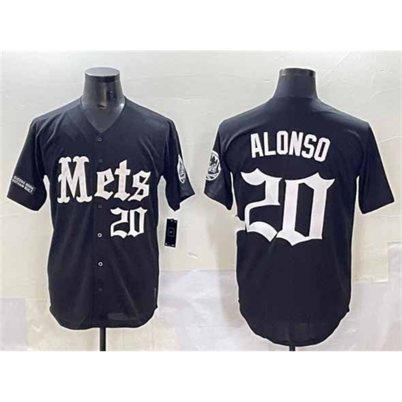 New York Mets #20 Pete Alonso Black ‘Gotham Gothic Edition’ Vapor Premier Limited Stitched Baseball Jersey