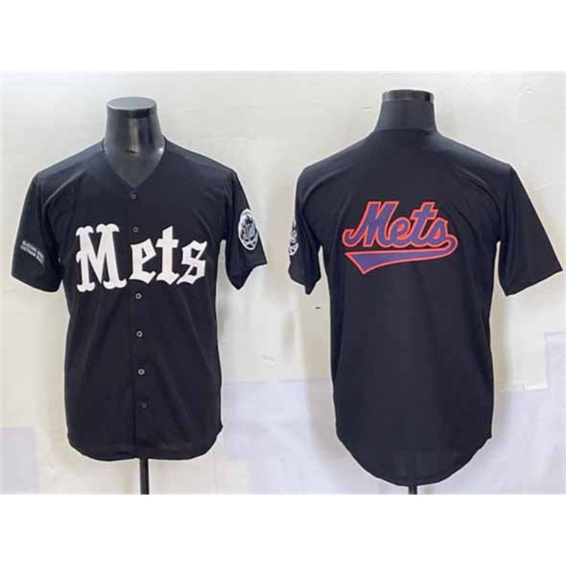 New York Mets Team Big Logo Black ‘Gotham Gothic Edition’ Vapor Premier Limited Stitched Baseball Jersey