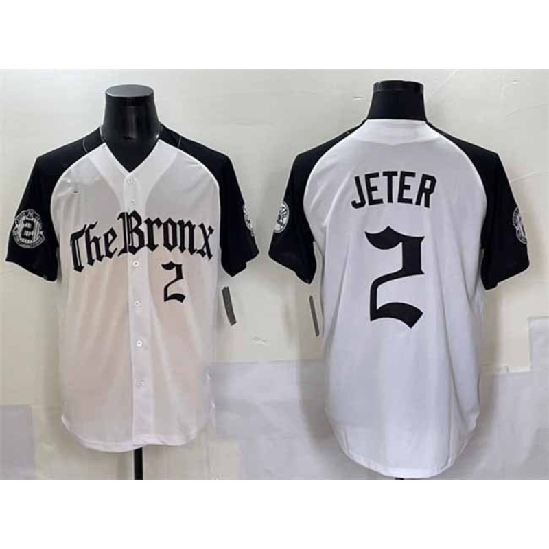 New York Yankees #2 Derek Jeter White Black ‘Gothic Legacy Edition’ Vapor Premier Limited Stitched Baseball Jersey