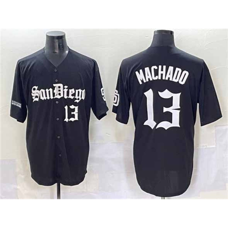 San Diego Padres #13 Manny Machado Black Gothic Edition Vapor Limited Stitched Baseball Jersey