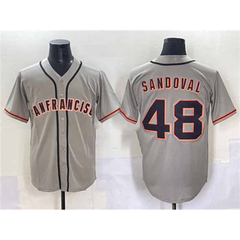 San Francisco Giants #48 Pablo Sandoval Gray Cool Base Stitched Baseball Jersey