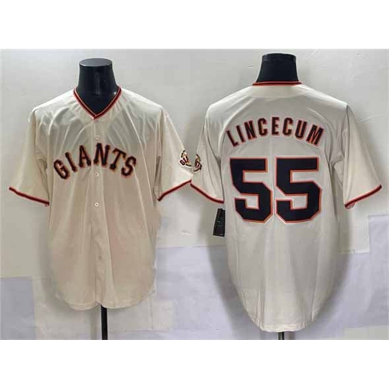 San Francisco Giants #55 Tim Lincecum Cream 2024 Home Limited Stitched Baseball Jersey