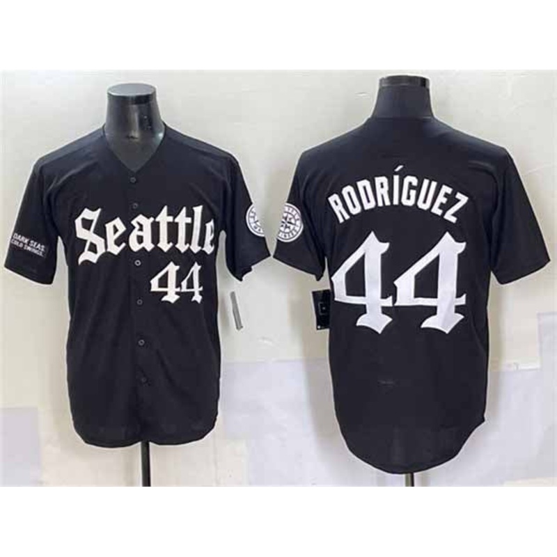 Seattle Mariners #44 Julio Rodrguez Black ‘Deep Sea Gothic Edition’ Vapor Premier Limited Stitched Baseball Jersey