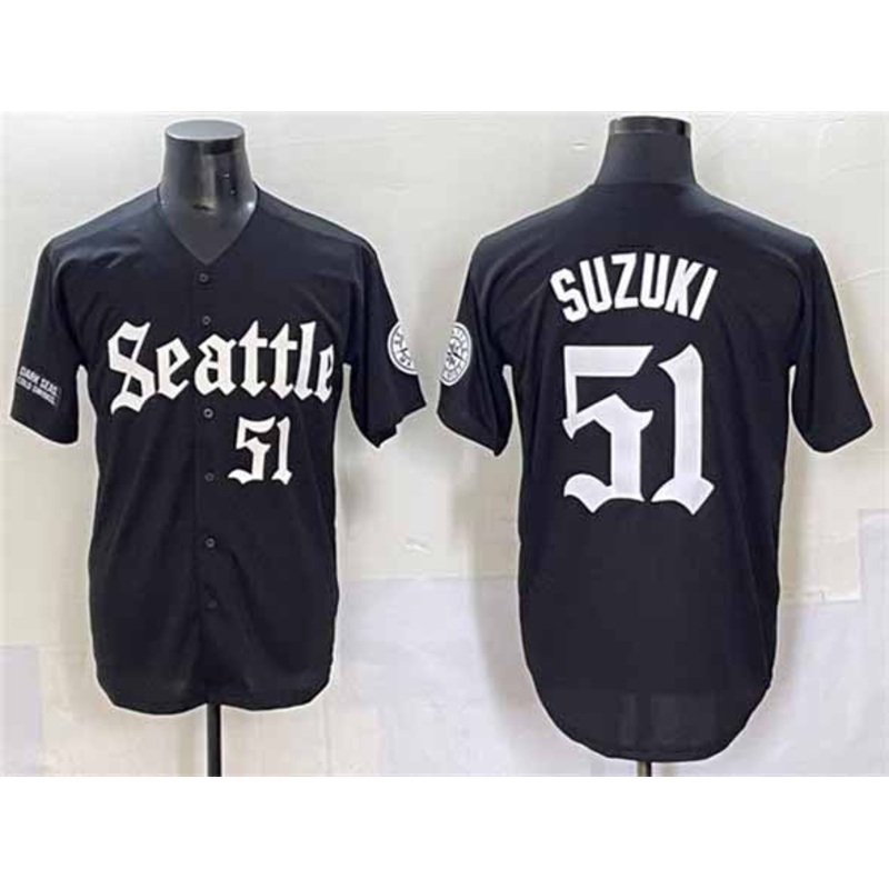 Seattle Mariners #51 Ichiro Suzuki Black ‘Deep Sea Gothic Edition’ Vapor Premier Limited Stitched Baseball Jersey
