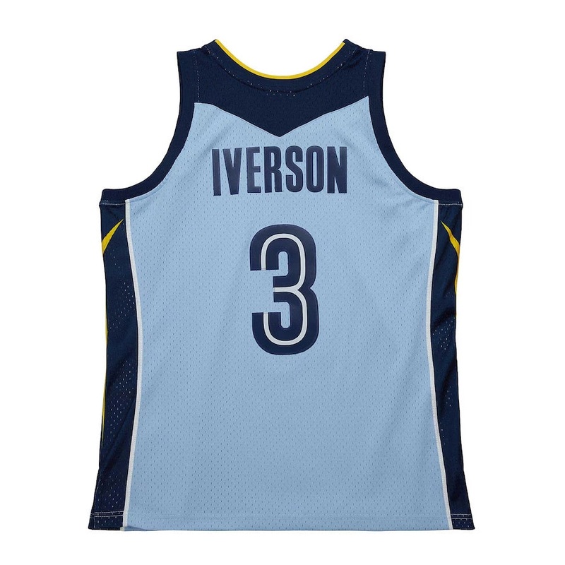 M.Grizzlies #3 Allen Iverson Mitchell & Ness 2009-10 Hardwood Classics Swingman Jersey – Light Blue Stitched American Basketball Jersey