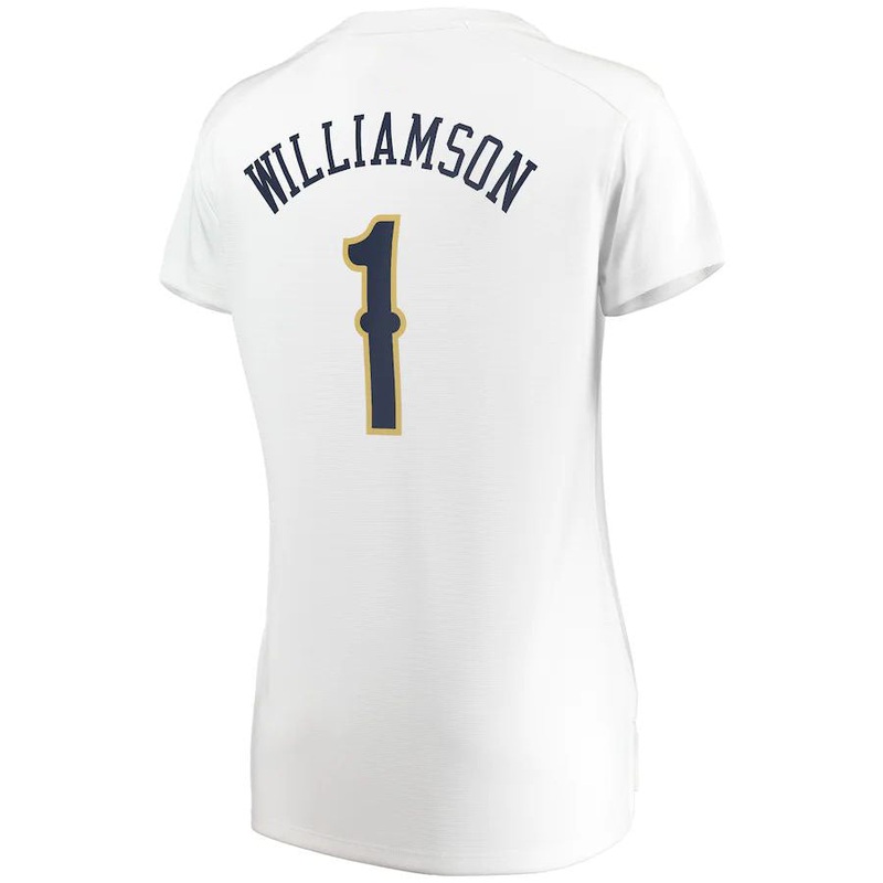 NO.Pelicans #1 Zion Williamson Fanatics Branded Women’s Fast Break Replica Jersey Association Edition White Stitched American Basketball Jersey