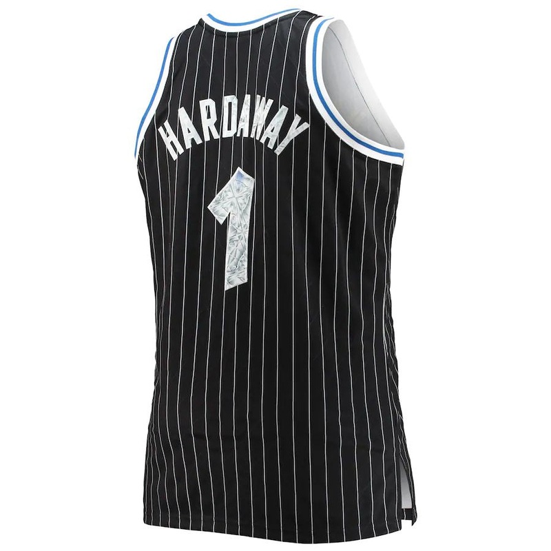 O.Magic #1 Penny Hardaway Mitchell & Ness Big & Tall 1994-95  75th Anniversary Diamond Swingman Jersey Black Stitched American Basketball Jersey