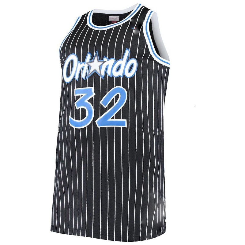 O.Magic #32 Shaquille O’Neal Mitchell & Ness Big & Tall Hardwood Classics Jersey Black Stitched American Basketball Jersey