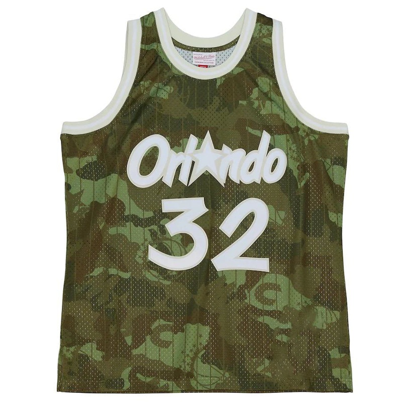 O.Magic #32 Shaquille O’Neal Mitchell & Ness Unisex Hardwood Classics 1994-95 Ghost Green Swingman Jersey Camo Stitched American Basketball Jersey