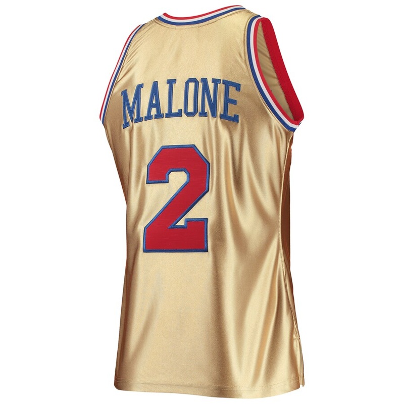 PH.76ers #2 Moses Malone Mitchell & Ness 75th Anniversary 1982-83 Hardwood Classics Swingman Jersey – Gold Stitched American Basketball Jersey