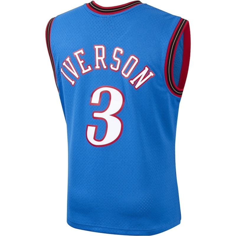 PH.76ers #3 Allen Iverson Mitchell & Ness 1999-2000 Hardwood Classics Swingman Jersey – Royal Stitched American Basketball Jersey