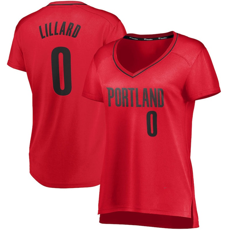 P.Trail Blazers #0 Damian Lillard Fanatics Branded Women’s Fast Break Player Jersey Statement Edition Red Stitched American Basketball Jersey