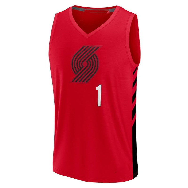 P.Trail Blazers #1 Anfernee Simons Fanatics Branded 2022-23 Fast Break Replica Jersey Red Statement Edition Stitched American Basketball Jersey