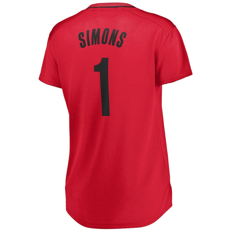 P.Trail Blazers #1 Anfernee Simons Fanatics Branded Women’s Fast Break Player Jersey Red Statement Edition Stitched American Basketball Jersey