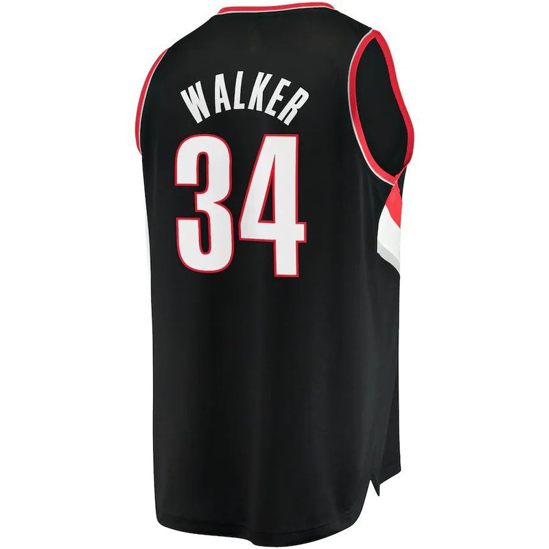 P.Trail Blazers #34 Jabari Walker Fanatics Branded 2021-22 Fast Break Replica Jersey Icon Edition Black Stitched American Basketball Jersey