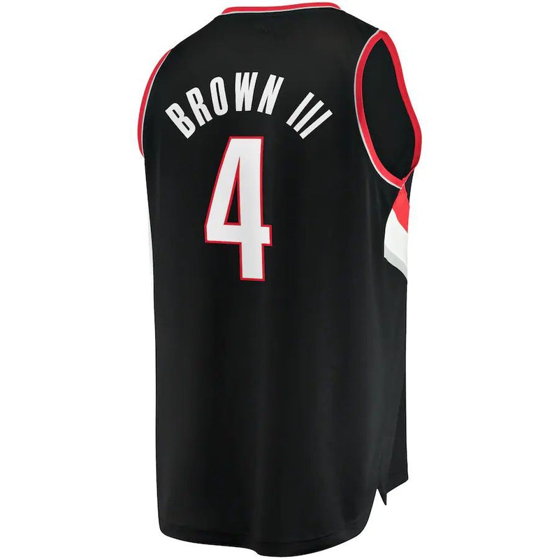 P.Trail Blazers #4 Greg Brown III Fanatics Branded 2021-22 Fast Break Replica Jersey Icon Edition Black Stitched American Basketball Jersey