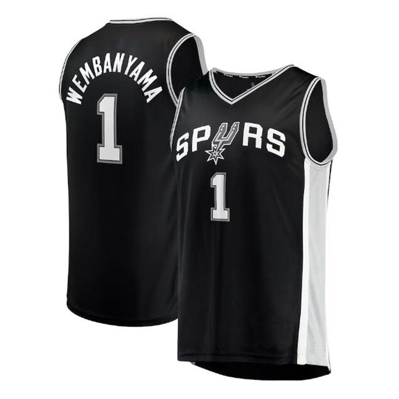 S.Antonio Spurs #1 Victor Wembanyama Fanatics Branded 2023 Draft First Round Pick Fast Break Replica Jersey – Icon Edition – Black Stitched American Basketball Jersey