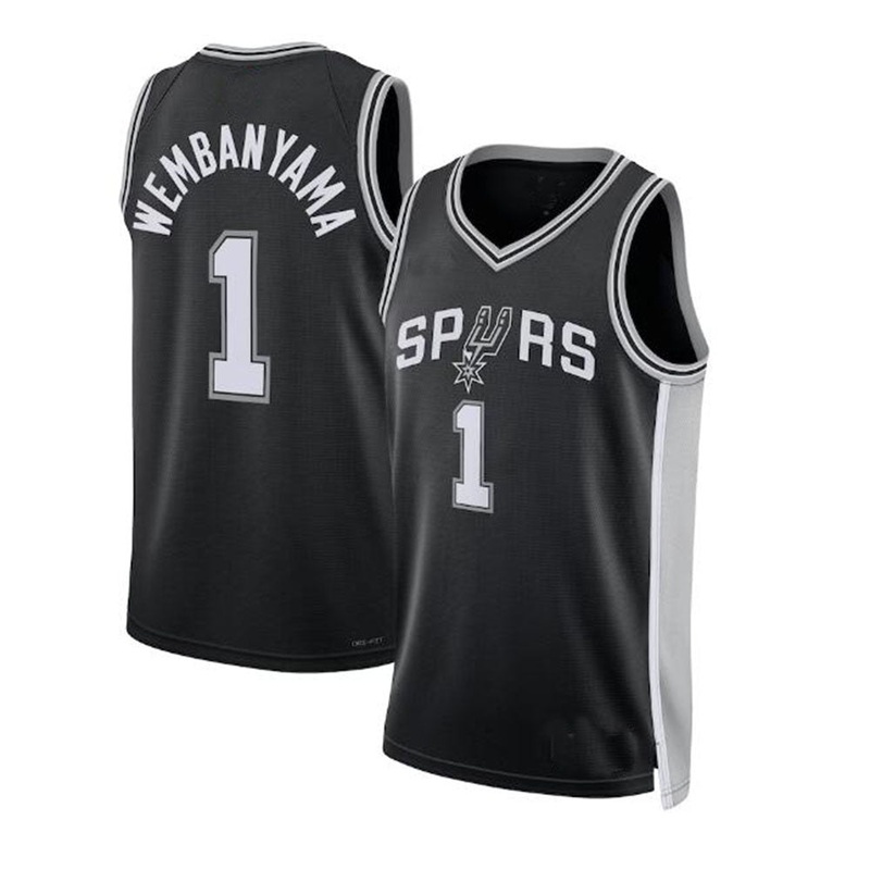 S.Antonio Spurs #1 Victor Wembanyama Unisex 2023 Draft First Round Pick Swingman Jersey – Icon Edition – Black Stitched American Basketball Jersey