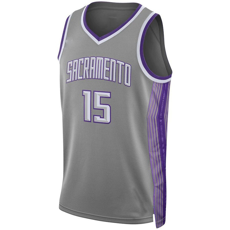 S.Kings #15 Davion Mitchell Unisex  Swingman Jersey  City Edition  Anthracite Stitched American Basketball Jersey