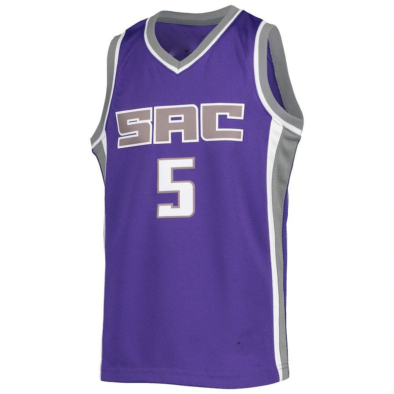 S.Kings #5 De’Aaron Fox  Diamond Swingman Jersey Icon Edition Purple Stitched American Basketball Jersey