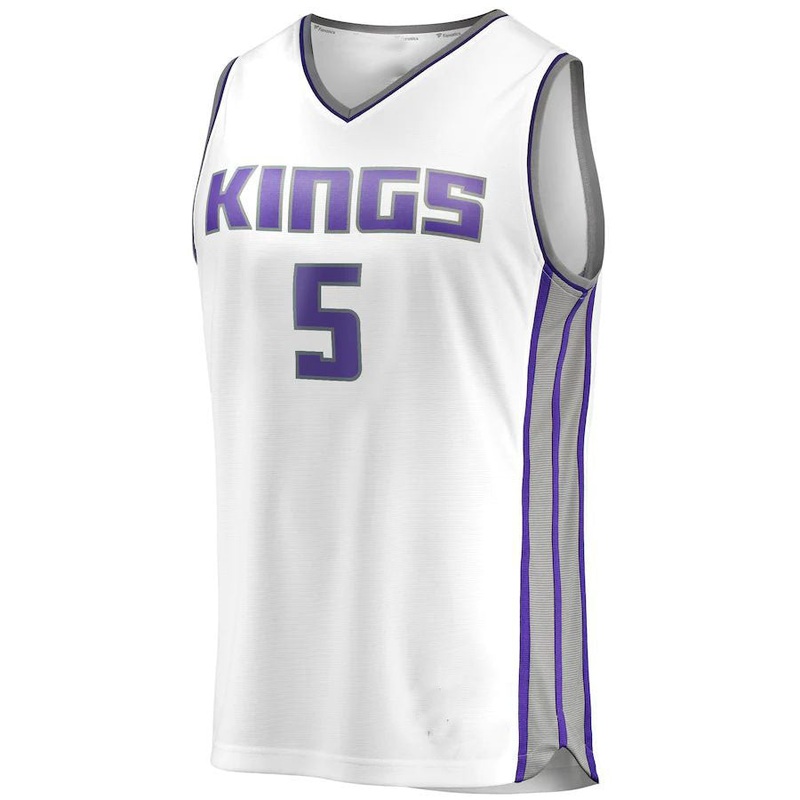 S.Kings #5 De’Aaron Fox Fanatics Branded Fast Break Player Replica Jersey Association Edition White Stitched American Basketball Jersey