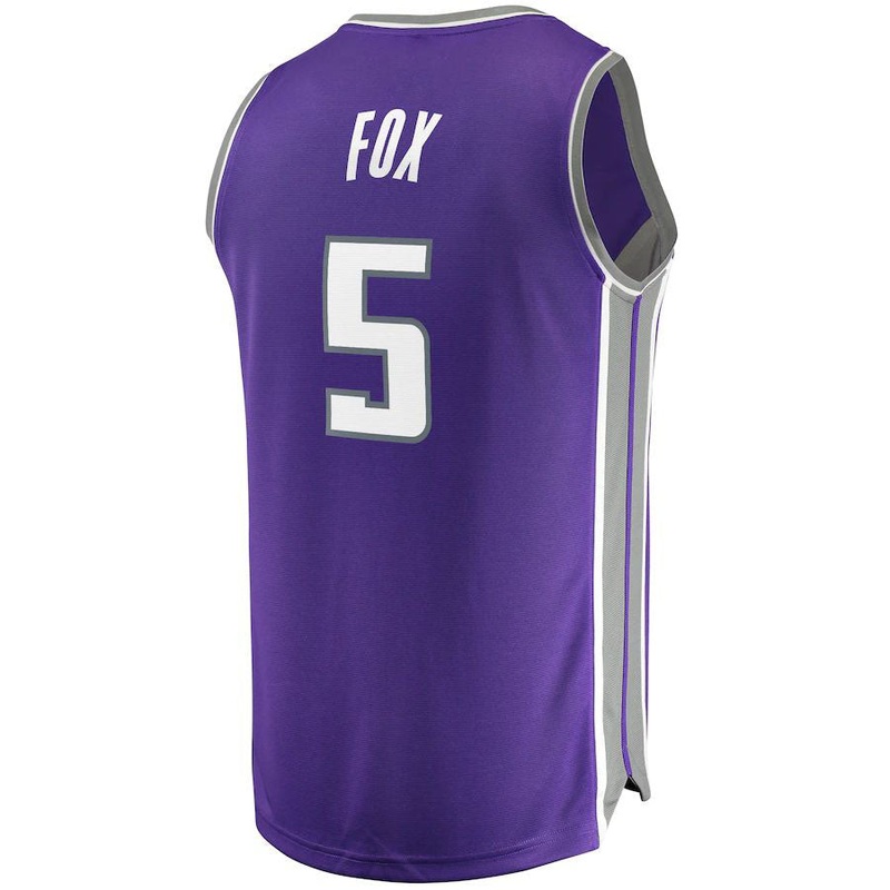 S.Kings #5 De’Aaron Fox Fanatics Branded Fast Break Player Replica Jersey  Icon Edition Purple Stitched American Basketball Jersey